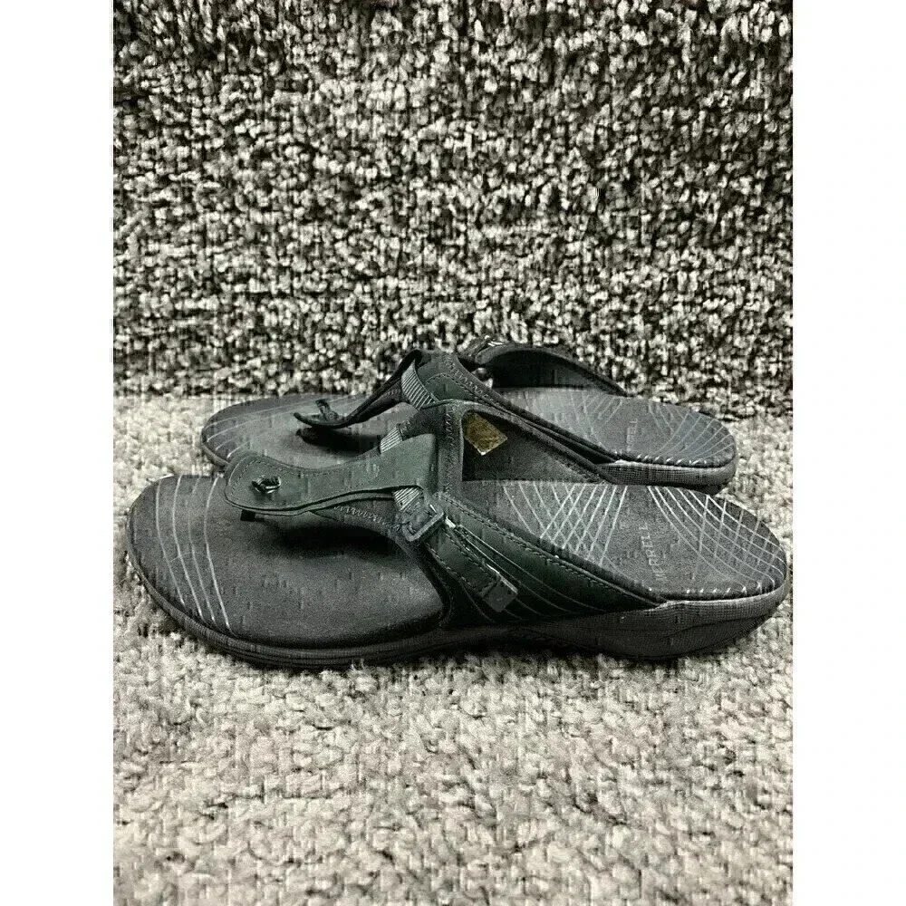 Merrell Pansy Black Suede Flip Flops Slide Hiking Thong Sandals Women Size 9